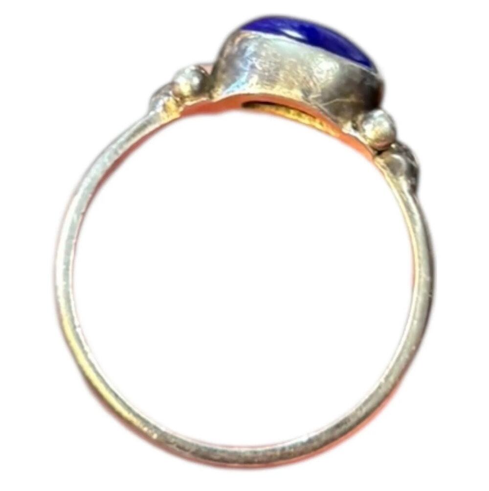 Vintage Sterling Silver Blue Cat’s Eye Ring | Oval Cabochon | Size 9